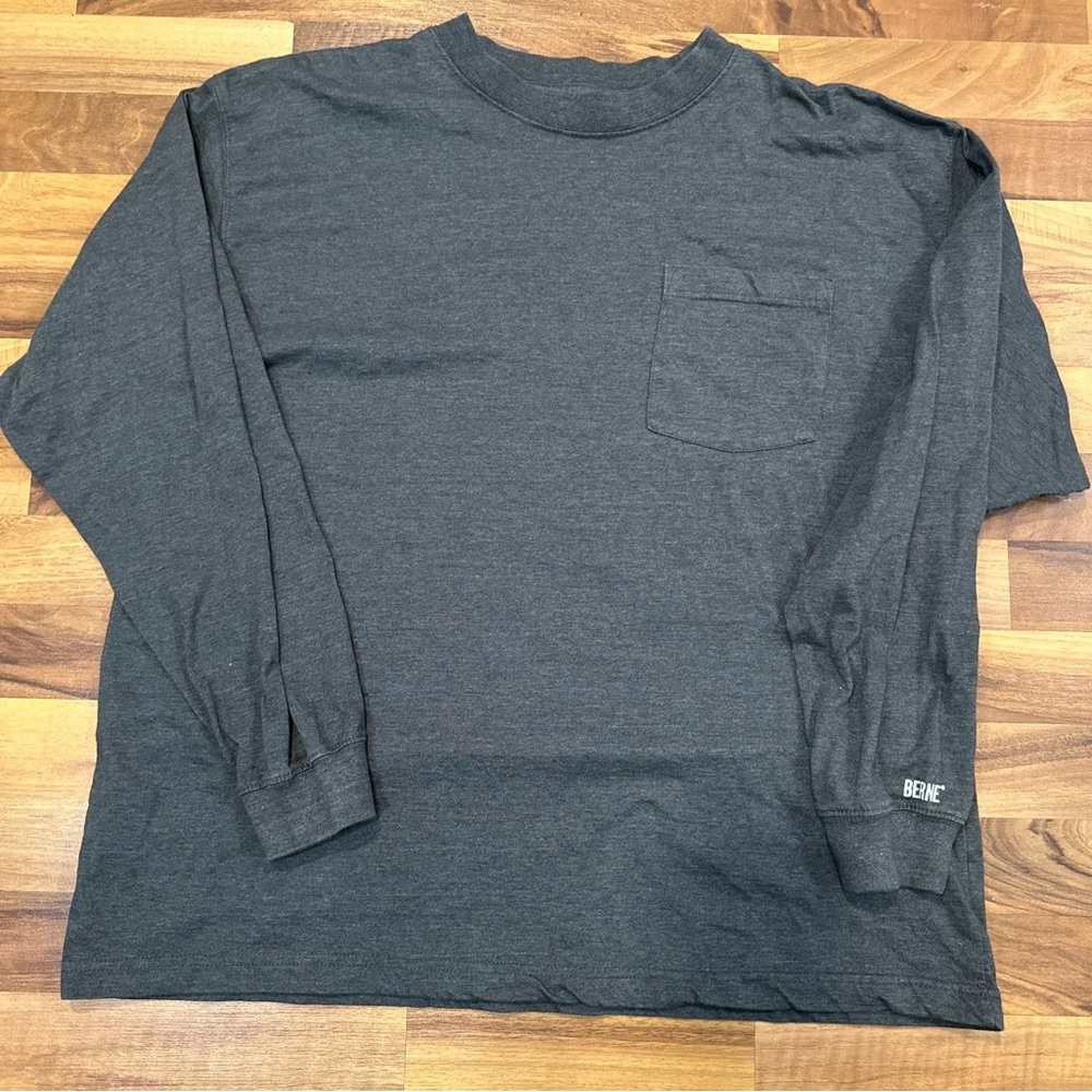 Berne‎ Heavyweight Long Sleeve Pocket T-Shirt Berne BSM23 Charcoal Gray Size XL